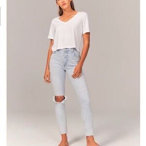 Abercrombie & Fitch The Skinny High Rise Distressed Light Wash Jeans Size 4S